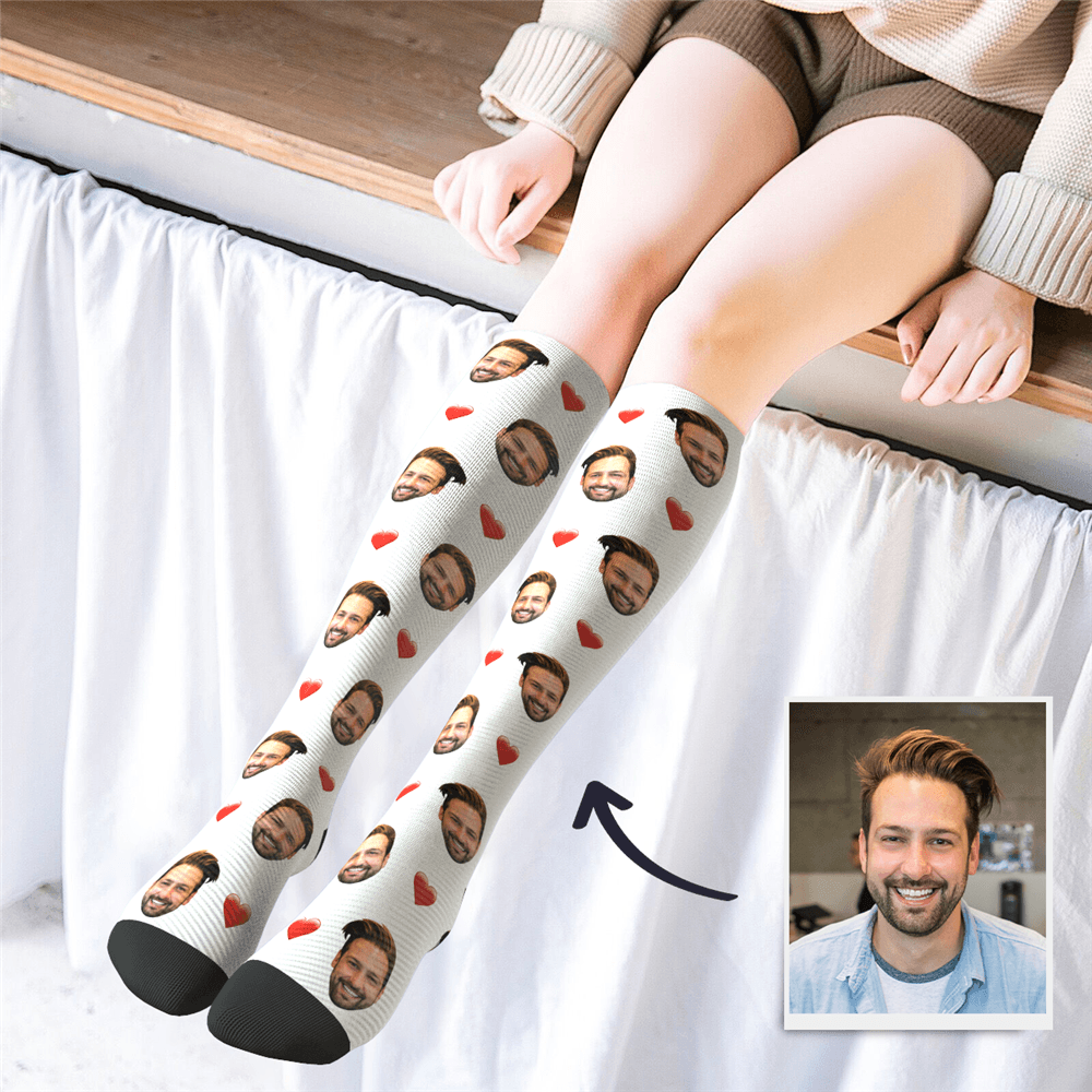 Boyfriend Face Knee High Socks Valentines Day Gifts Long Distance Relationship Gift