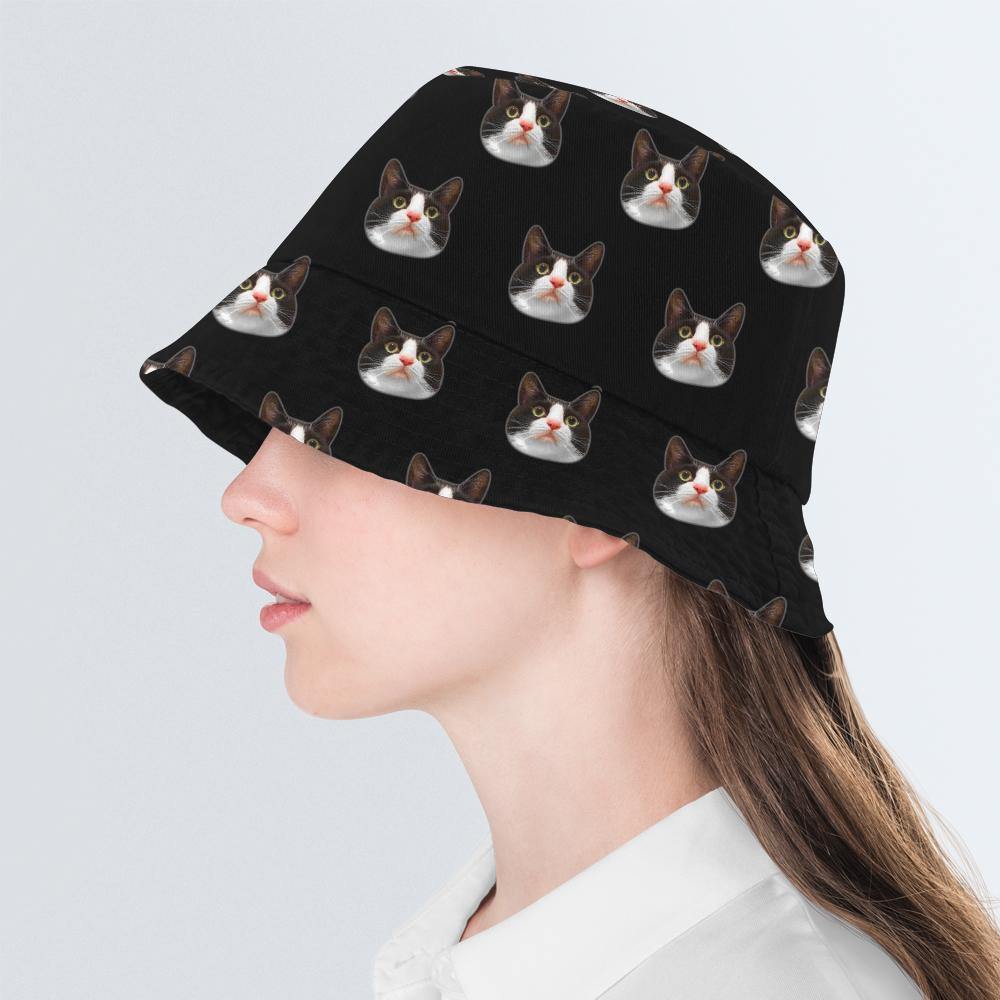 Custom Bucket Hat Photo Hats Personalized Bucket Hat Gifts for Cat Owner - Image 4