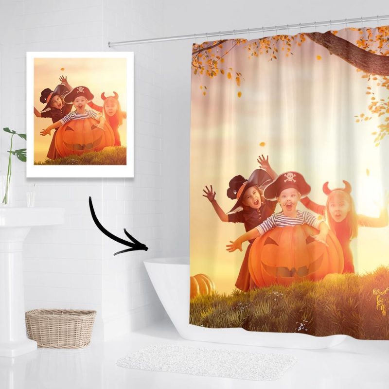 Custom Photo Shower Curtain Personalized Shower Curtains Halloween Gift