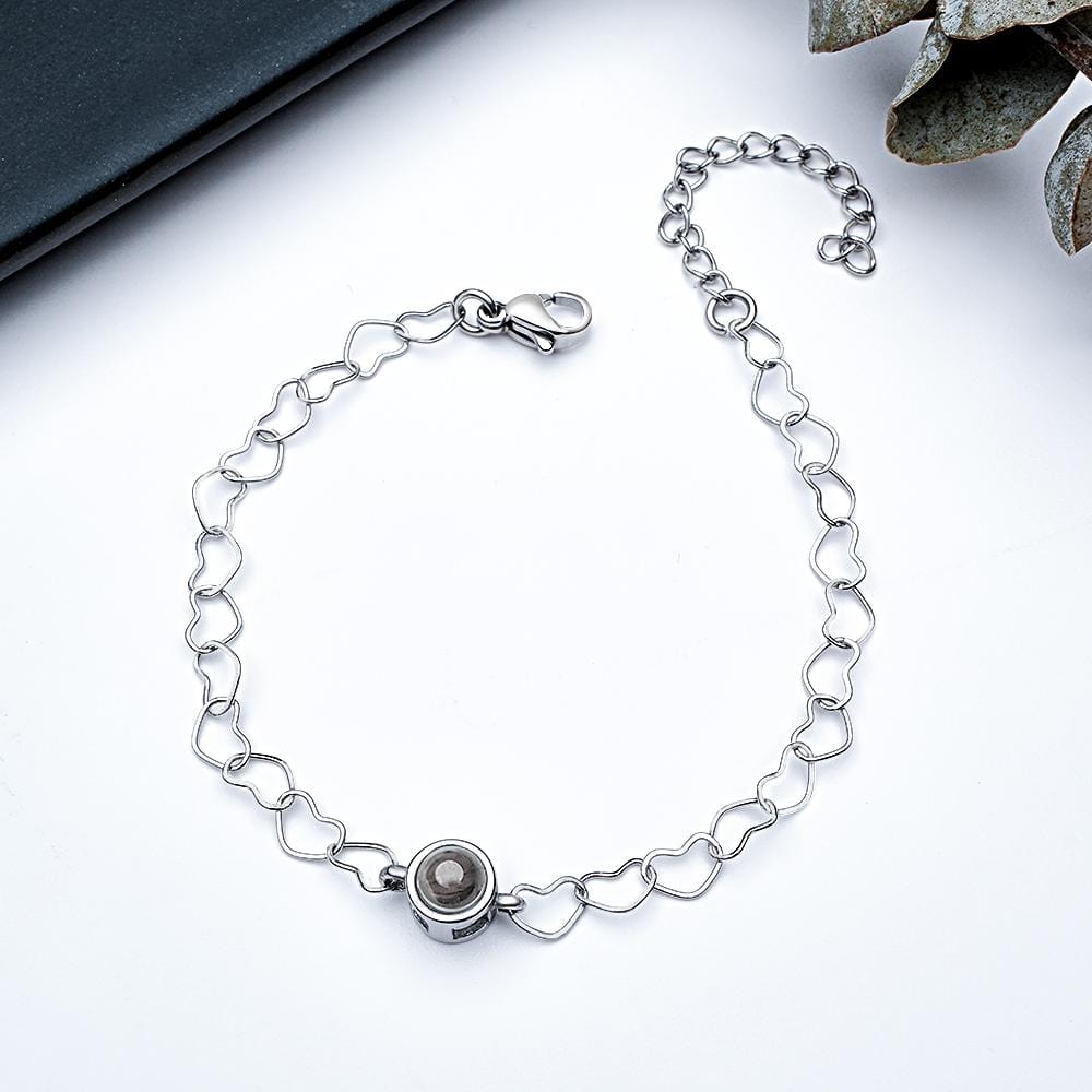 Custom Projection Bracelet Heart Chain Unique Gift for Her - Image 2
