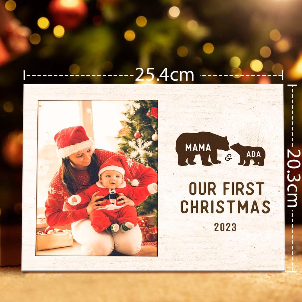 Custom Photo Mom and Baby's First Christmas Personalized Name Plaque - Image 2