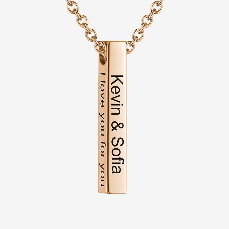 Bar Necklace Gift For Mom Birthday Gift – 4 Sided Engraving