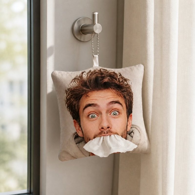 Custom Photo Tissue Holder Keychain Funny Novelty Portable Pocket Tissue Bag Unique Prank Gift For Family Friends 5