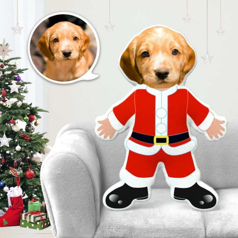 Dog Face Pillow Pet Photo Pillow Gifts for Dog Lovers Santa Costume