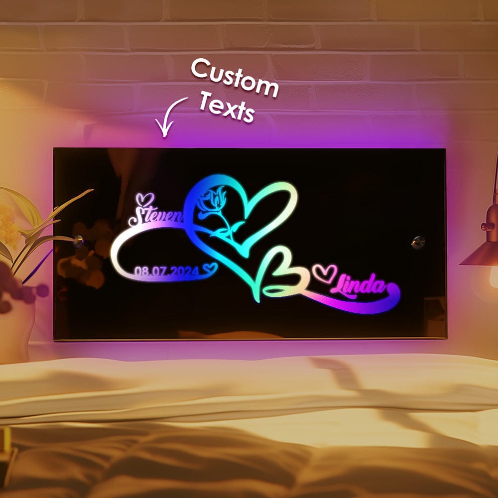 Custom Name Mirror Light with Anniversary Date Personalized Gift for Her - Image 2