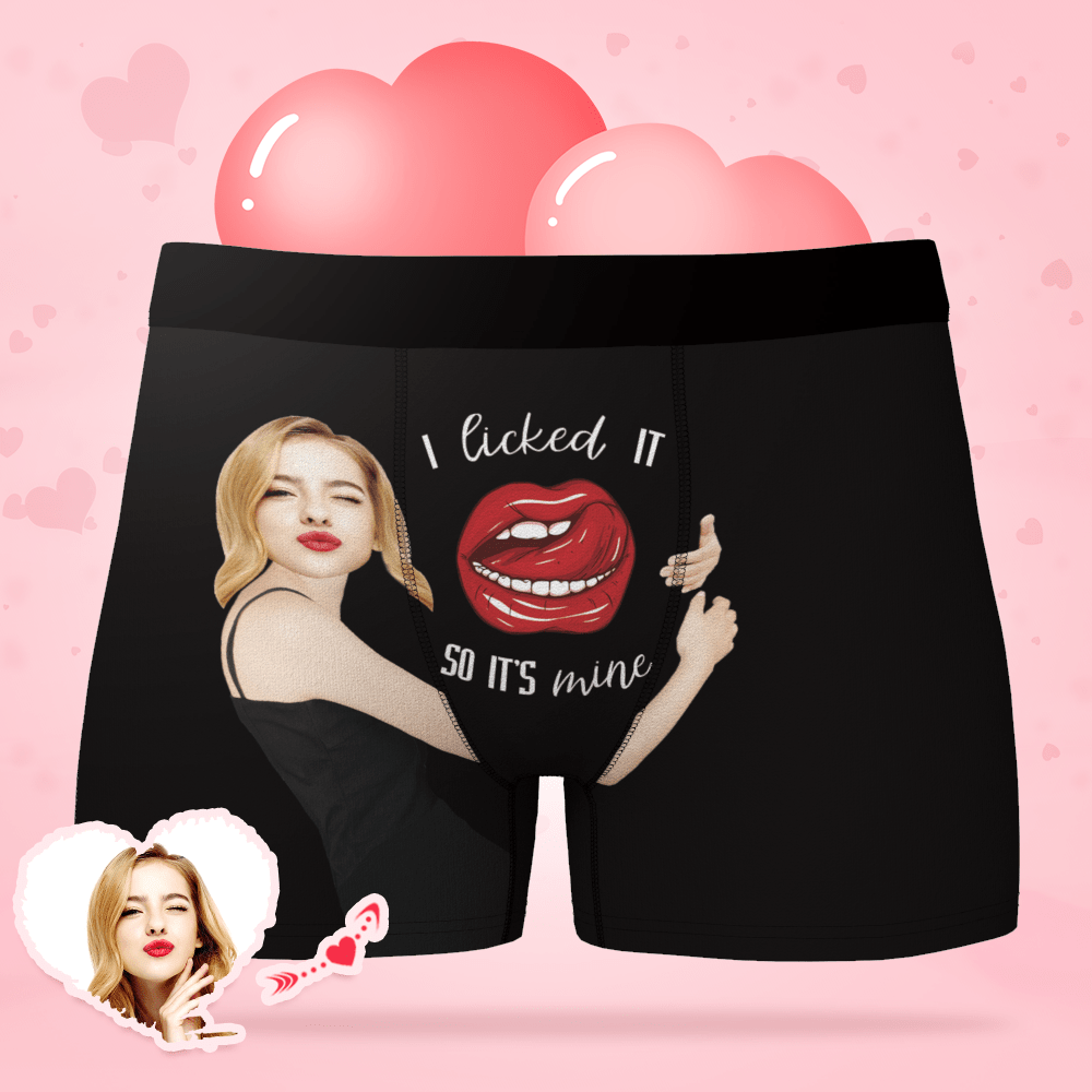 Custom Face Boxer Personalized Underwear Photo Boxer Girlfriend's Face My Lips & Licked It Valentines Day Gifts
