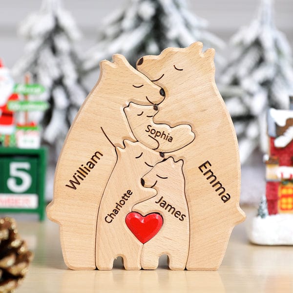 Custom Names Puzzle Wooden Bears Plaque Family Gifts Home Decor Gifts