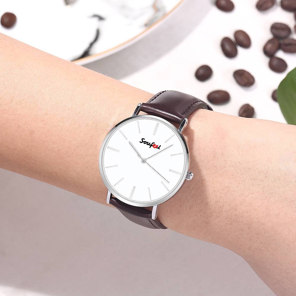 Unisex Classic Watch Brown Leather Strap 40mm - Image 4