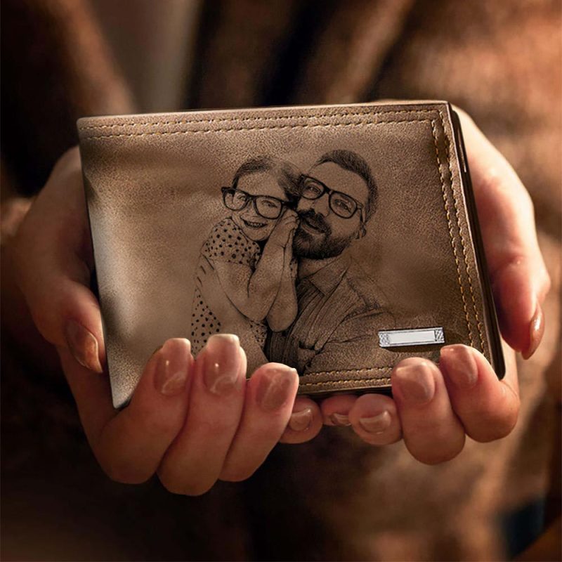 Gift For Dad Custom Engraved Photo Wallet Men’s Commemorate Gifts