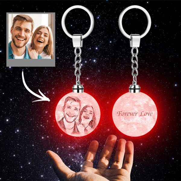 Photo Moon Lamp Keychain 3D Printed Anniversary Gifts Multicoulor Light