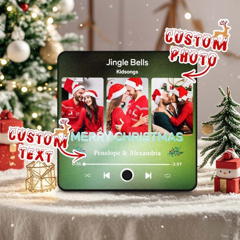 Customized Music Fridge Magnet Personalized Fridge Magnet With Three Photo for Creative Christmas Gift