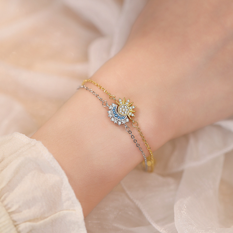 Moon and Sun Diamond Couple Bracelets Magnetic Bracelet Set - Image 4