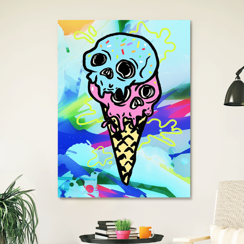 Psychadelic Canvas ICE CREAM Trippy Drawings Canvas