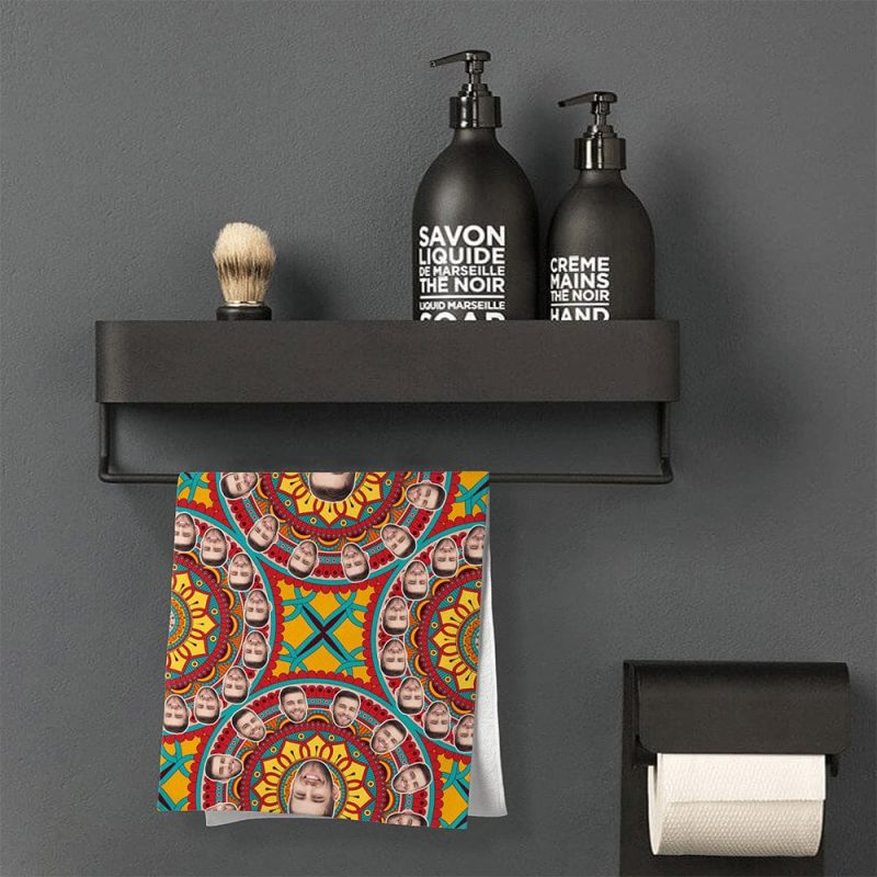 Custom Hand Towel With Face Personalised Towel Gifts for Men – Colorful Circle