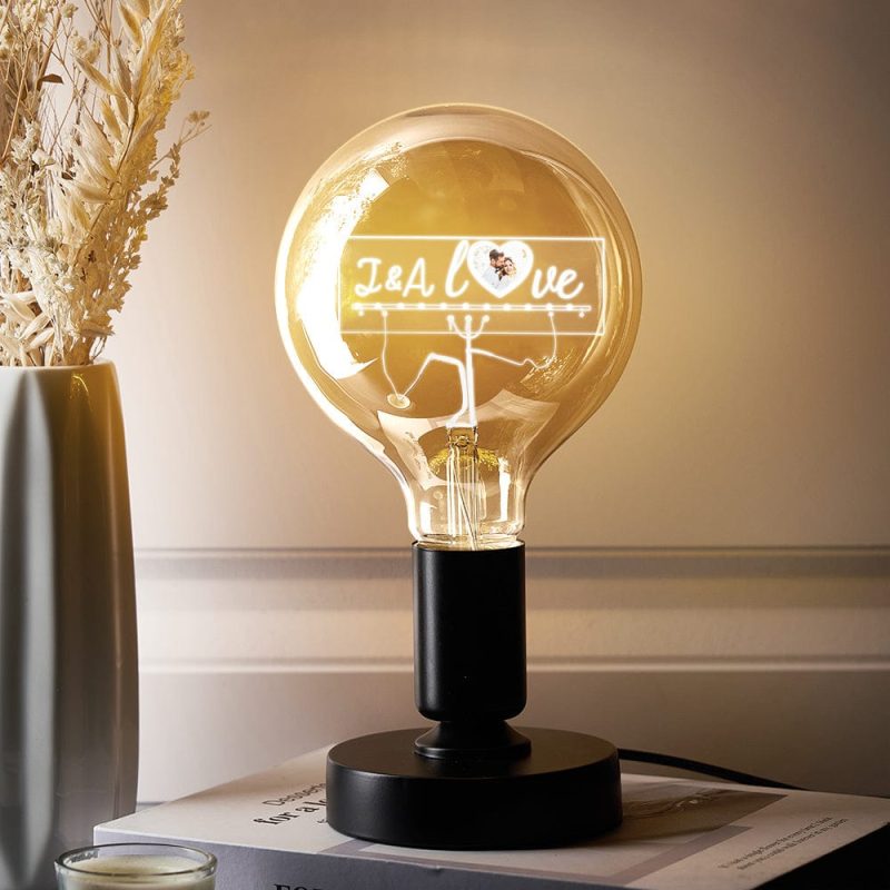 Custom Photo Led Vintage Edison Personalized Acrylic Name Lamp Soft Light Bulbs
