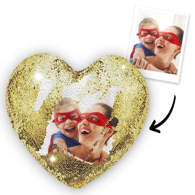 New Mom Gifts Anniversary Gift Heart-shaped Sequin Pillow – 5 Colors
