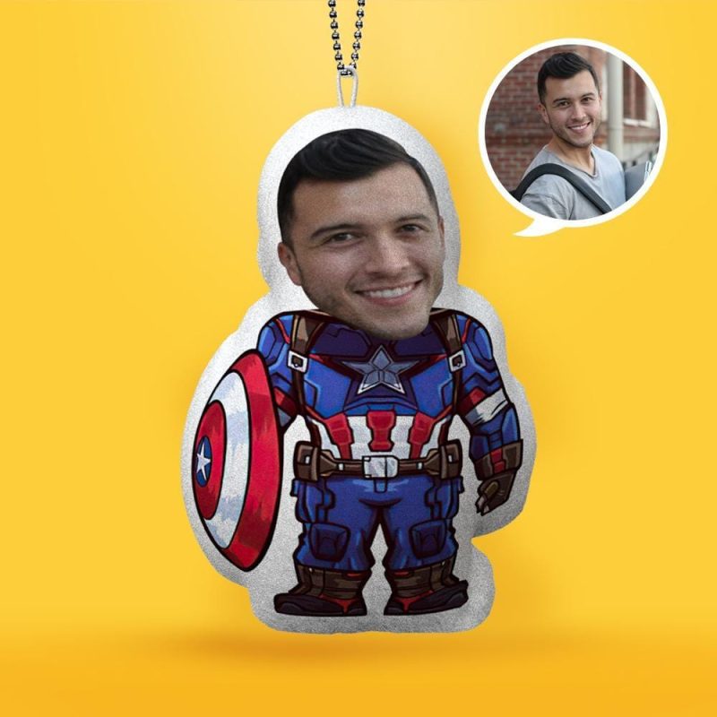 Captain America Keychain Custom Face Keychain Minime Keychain