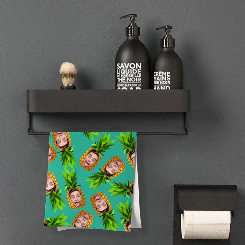 Custom Hand Towel With Faces Funny Gifts for Him Pineapple
