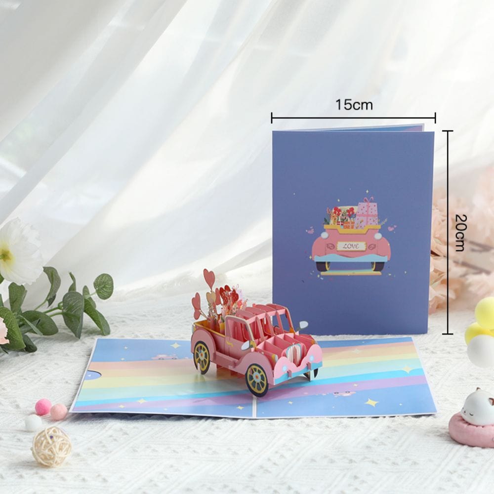 3D Creative Valentine's Day Pop Up Card Love Car Pop Up Greeting Card