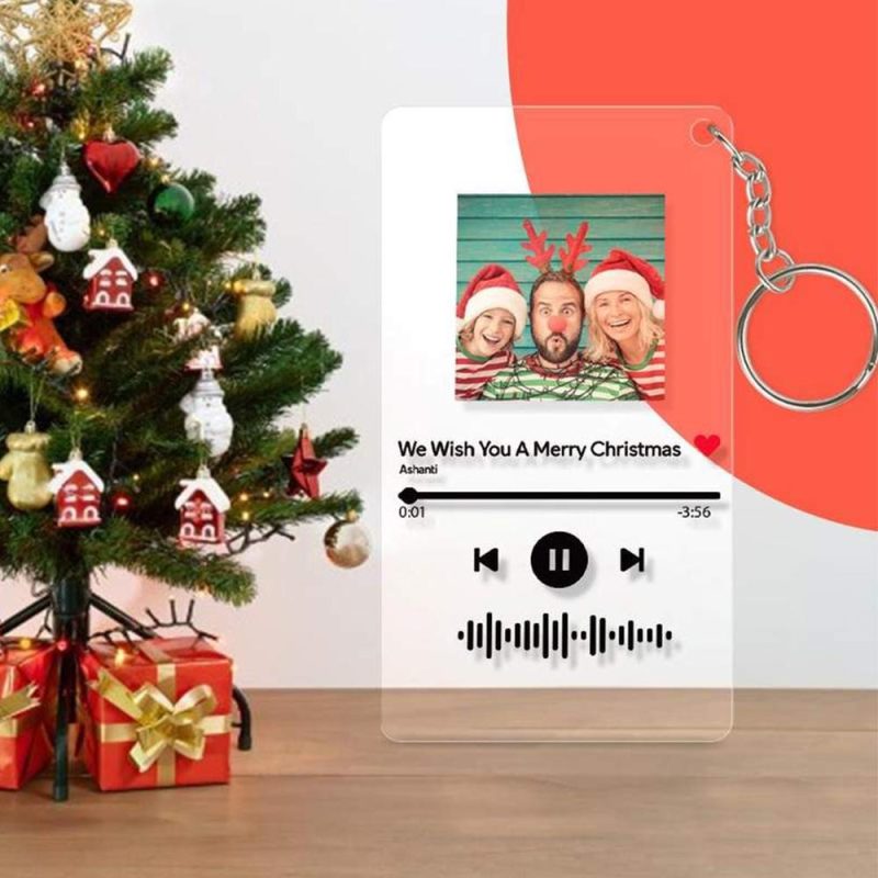 Custom Music Plaque Keychain Christmas Gift For Family