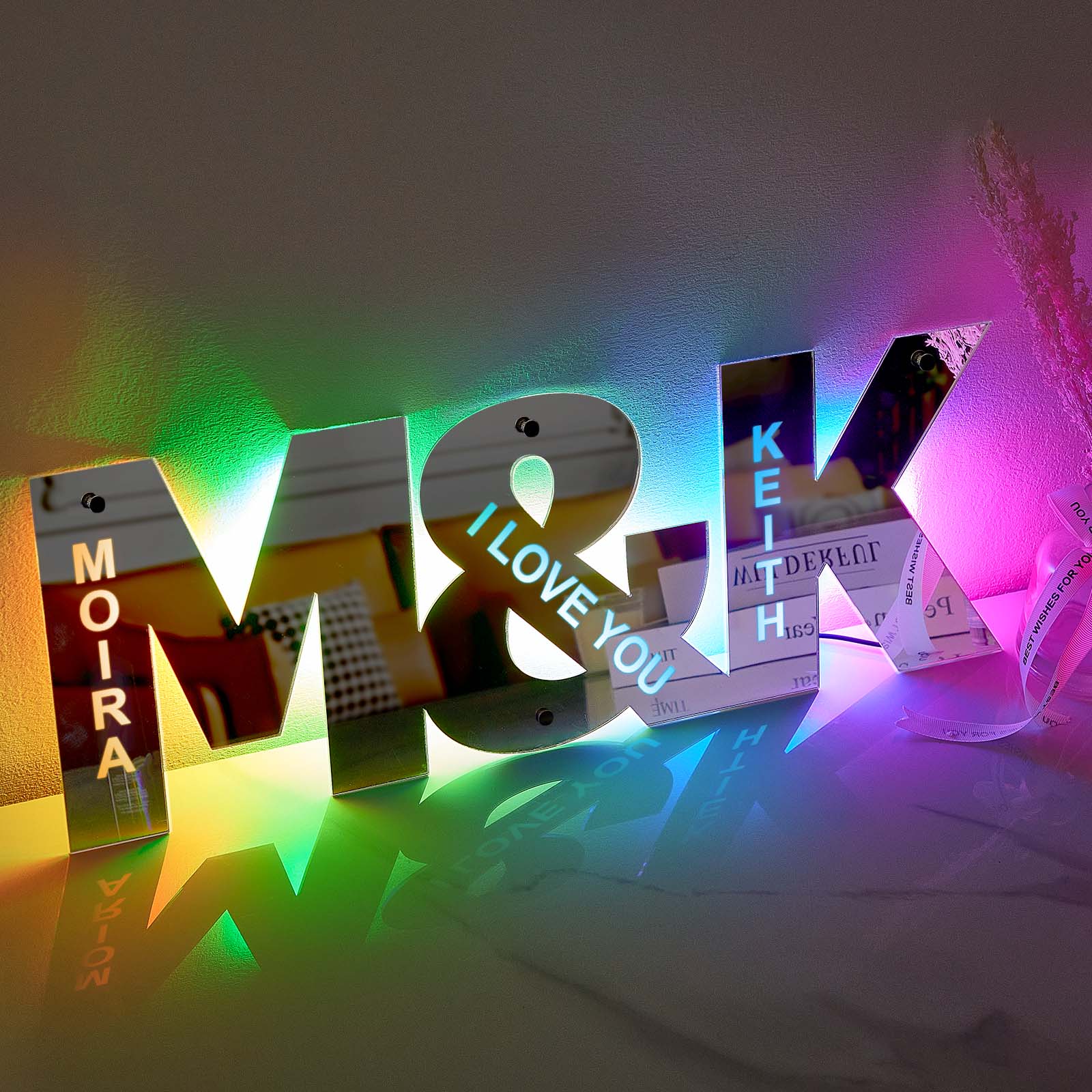 Personalized Couple Letter Mirror Light - Image 2