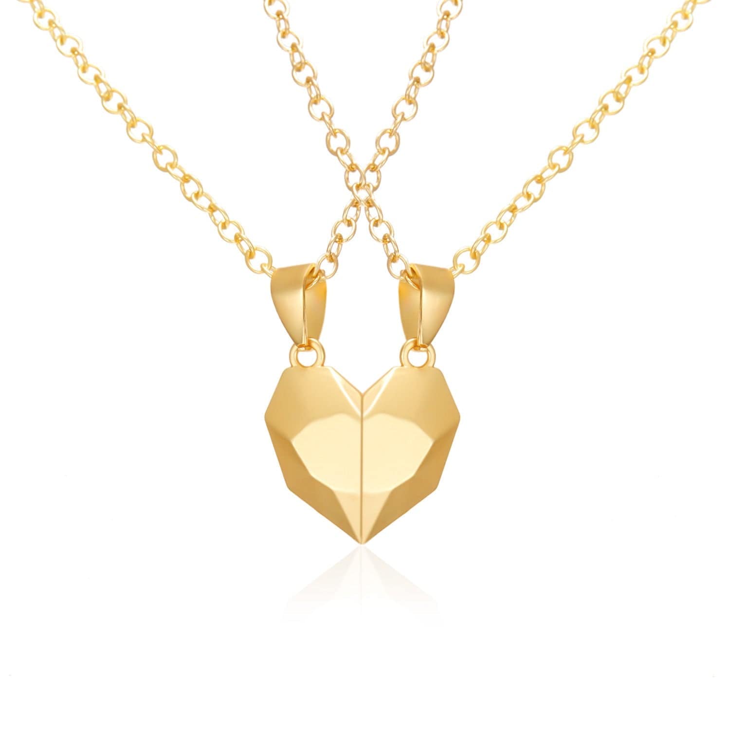 Magnetic Heart Necklace Matching Necklaces For Boyfriend And Girlfriend Valentines Gift For Couple - Gold