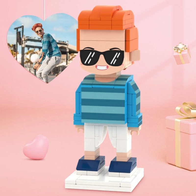 Valentine’s Day Gifts for Him Full Body Customizable 1 Person Custom Cute Brick Figures Small Particle Block Toy