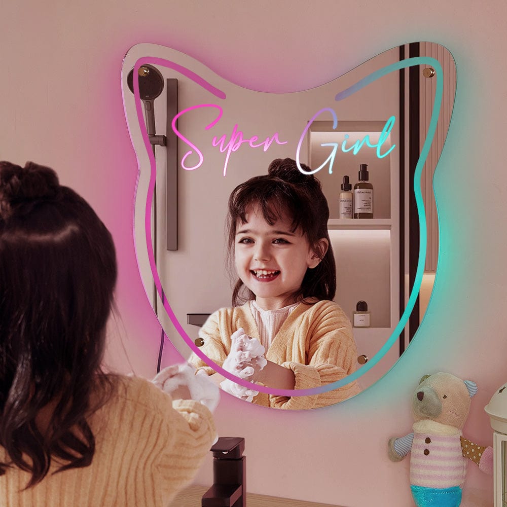Custom Name Mirror Light Cat Colorful Lights Home Gift - Image 3