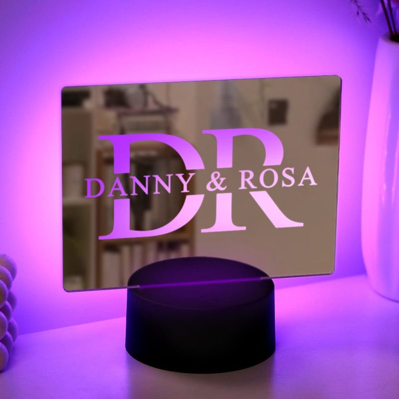 Custom Name Mirror Light Colorful Lamp House Sign Gift for Couple