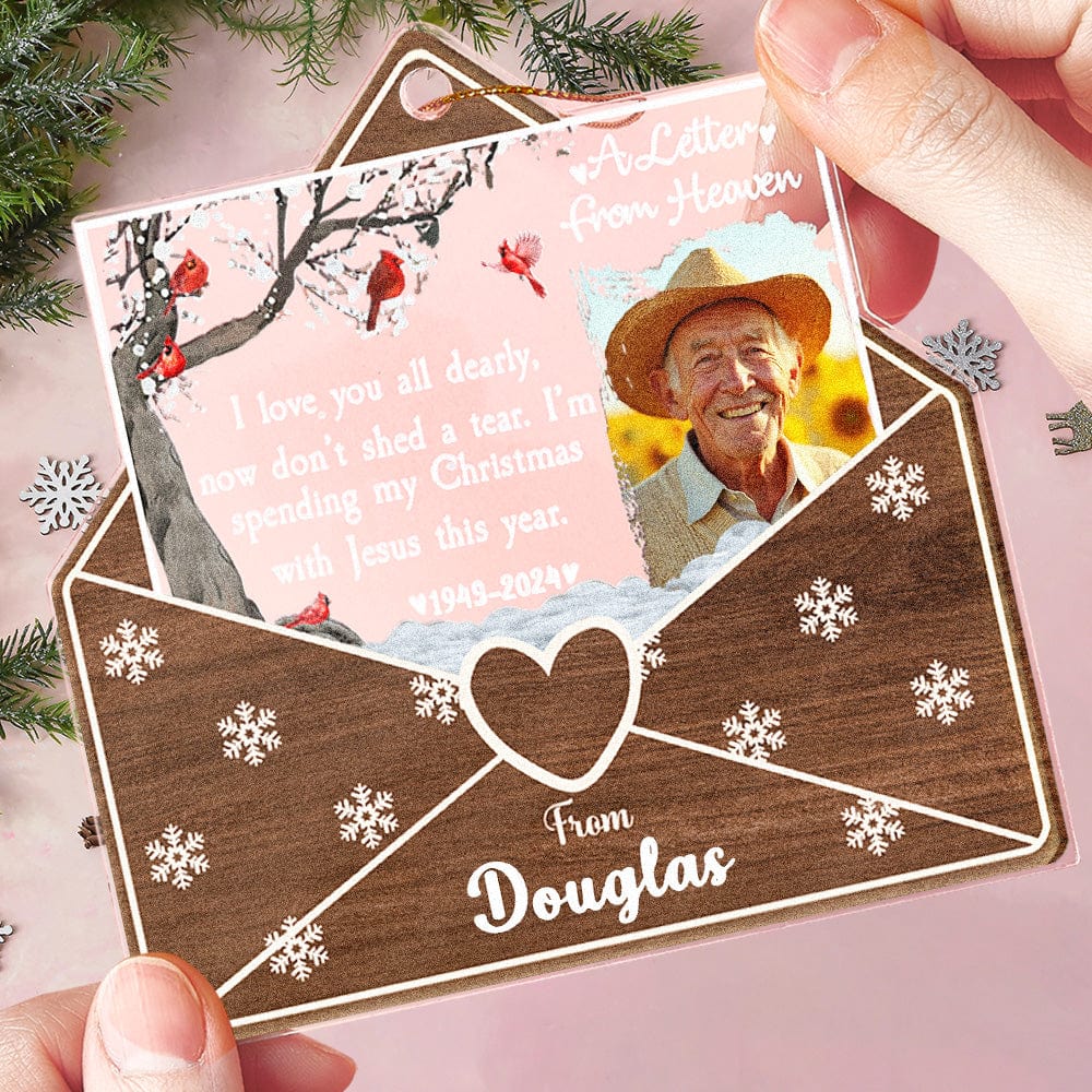 Personalized Photo Letter From Heaven Memorial Christmas Ornament Meaningful Christmas Gifts - Image 2