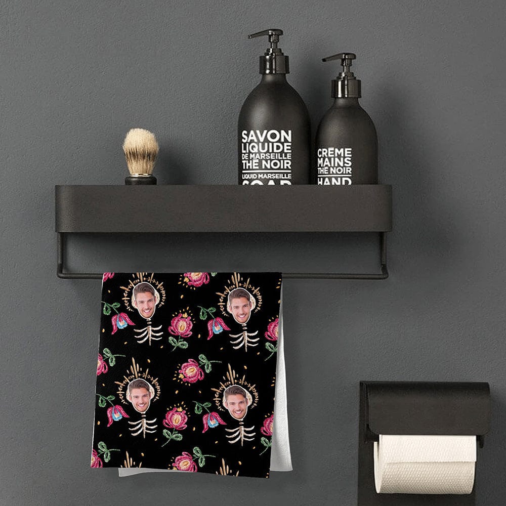 Custom Face Towel Personalised Towel Funny Gifts for Men - Bone Flowers