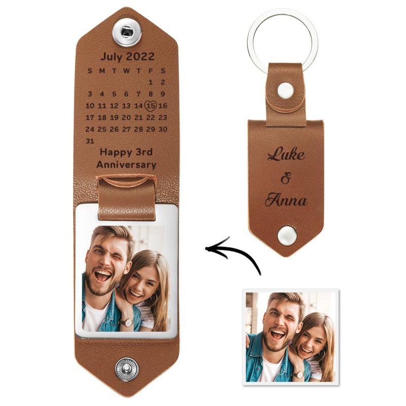 Custom Keychain For Boyfriend Calendar Engrave Keychain Anniversary Gifts For Couples