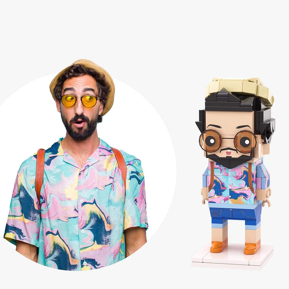 Full Body Customizable 1 Person Custom Brick Figures Gifts For Him (Not Assembled) - Shirt Boy