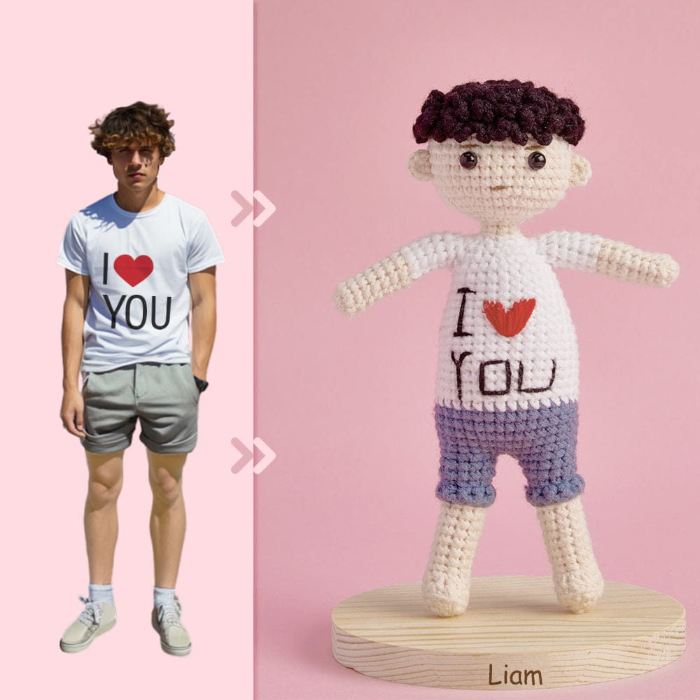 Full Body Customizable 1 Person Custom Crochet Doll Personalized Gifts Handwoven Mini Dolls - I Love You - Image 2