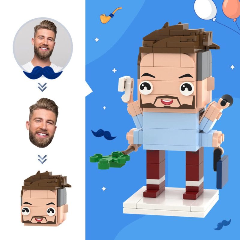 Father’s Day Gifts Custom Head Brick Figures Busy Dad Brick Figures Small Particle Block Toy