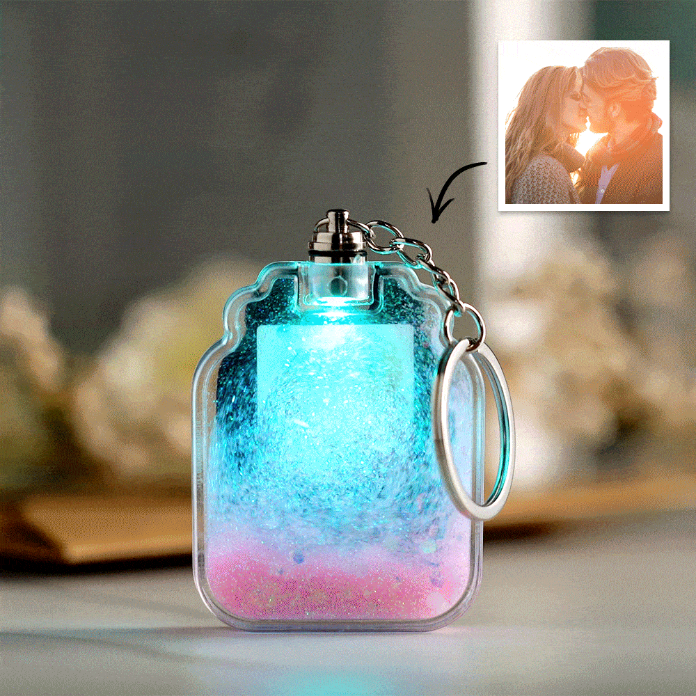Custom Photo Scannable Spotify Code Illuminated Quicksand Drift Bottle Shape Keychain
