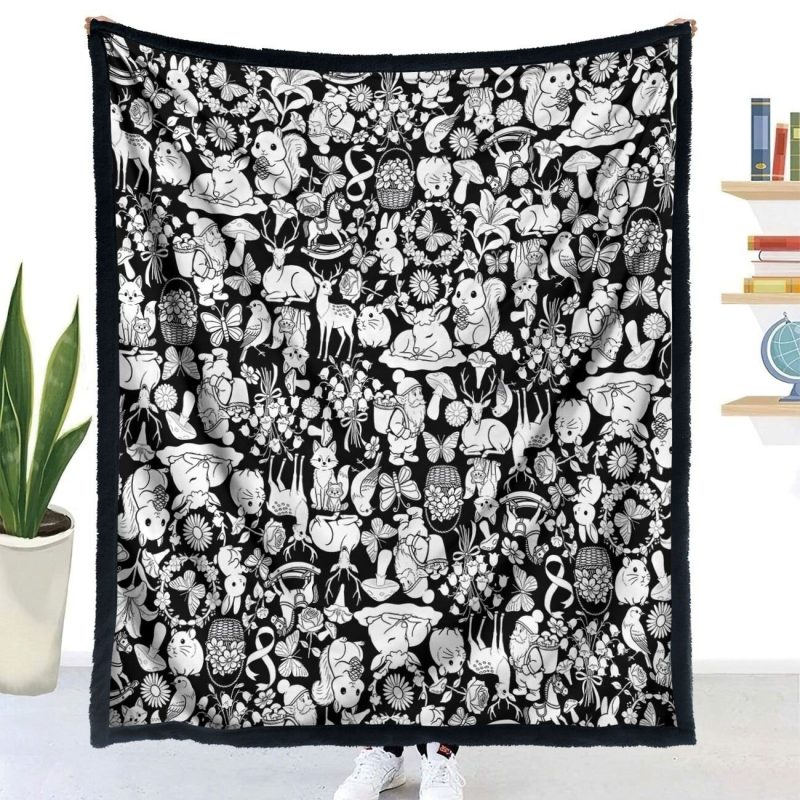 DIY Coloring Blanket Handmade Graffiti Blanket Creative Blanket For Kids And Adults Zoo Mushroom