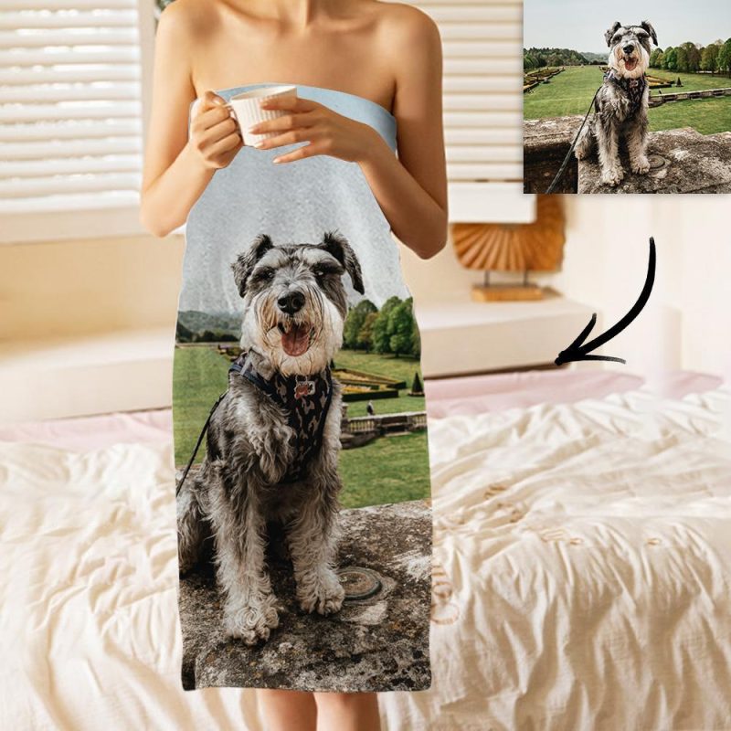 Custom Photo Bath Towels Beach Towels Ultrafine Fiber Bathroom Gifts for Pet Lovers