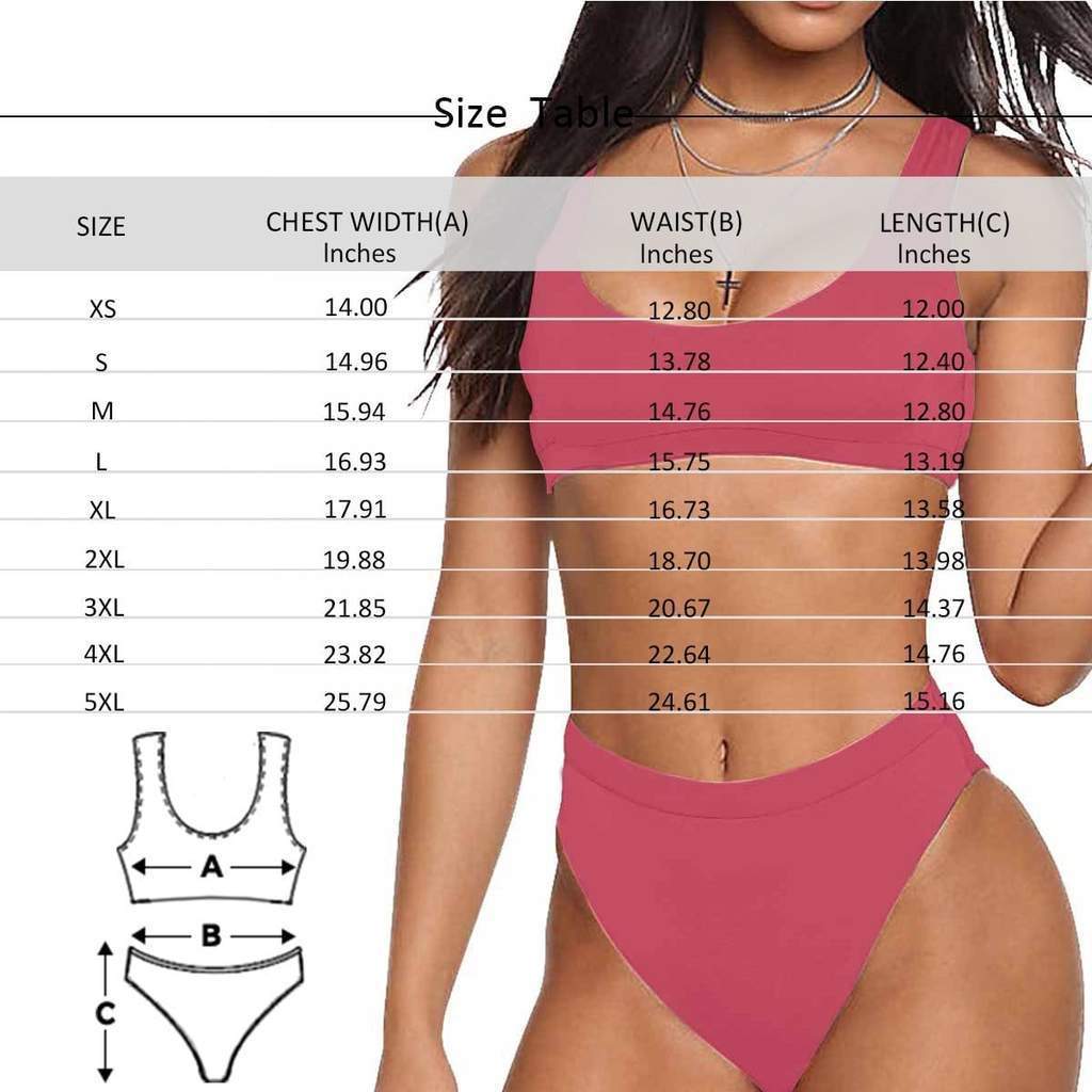 Custom Face Sport Bikini Women's Photo High Waisted Swimsuit - USA Flag - Image 2