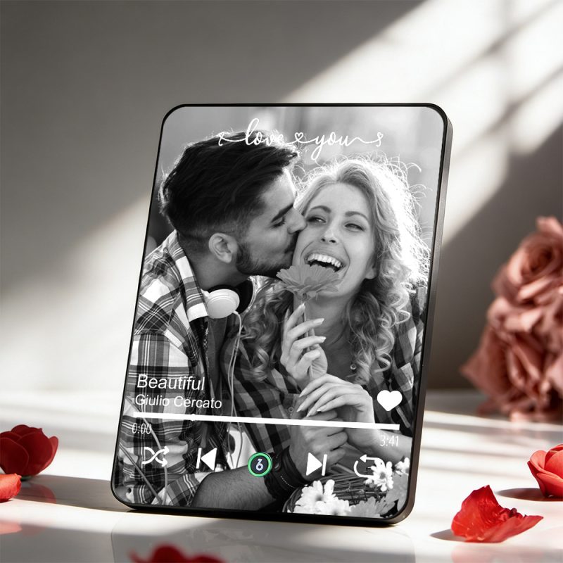 Music Plaque Custom Player Personalized Acrylic Song Frame, Anniversary/Wedding Gift, Add Photo & Song