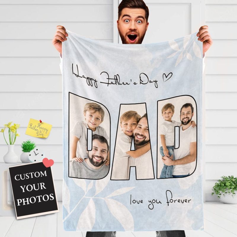 Custom Photo Blanket Personalized Blanket for Dad Father’s Day Gift