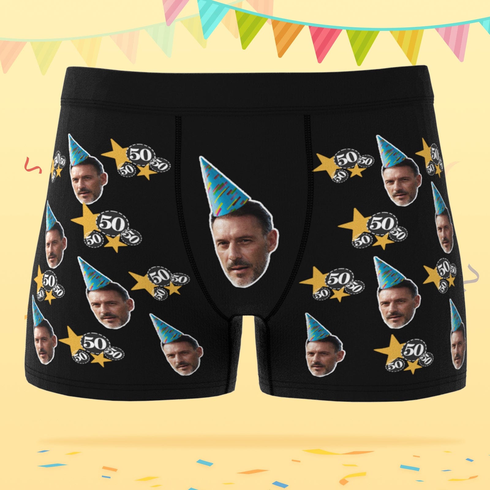 Custom Face Boxer Shorts with Age Personalized Birthday Gift for Husband