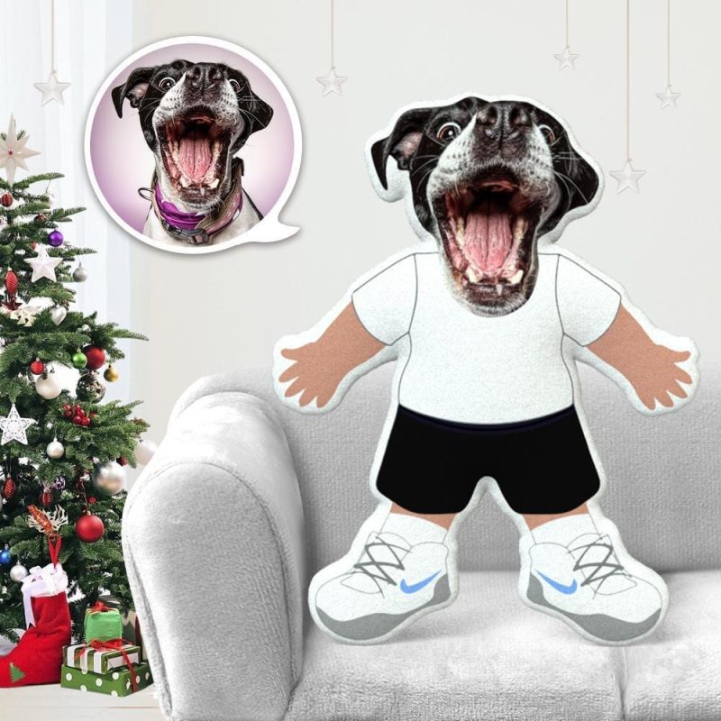 Dog Face Pillow Pet Photo Pillow Gifts for Dog Lovers White Shirt Costume