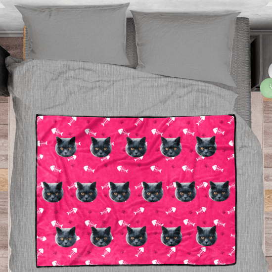Cat Photo Blanket Gifts For Cat Lovers Bedroom Gifts – Pink