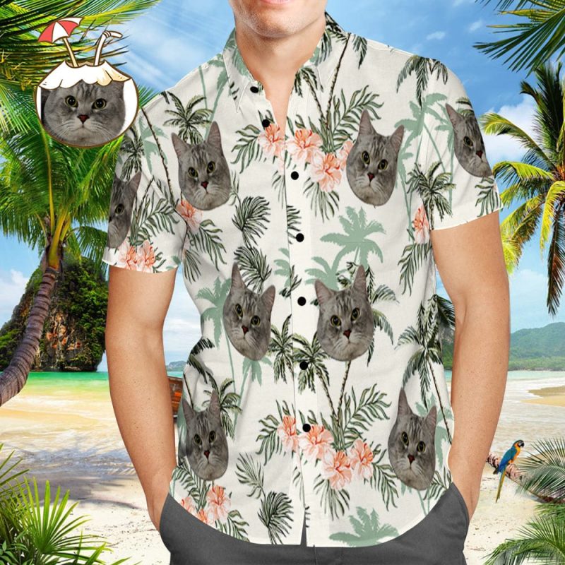 Custom Hawaiian Shirt with Dog Face Vintage Hawaiian Beach Shirts Gifts for Pet Owner Gifts for Pet Lover