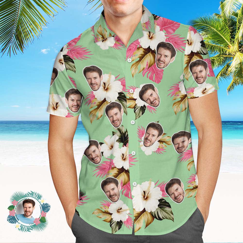 Custom Hawaiian Print Shirt Personalized Face Shirt Gift For Him - Image 2