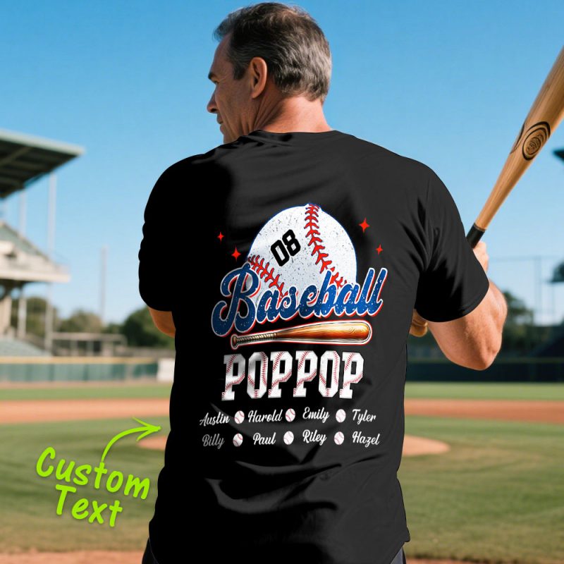 Custom Name Retro Baseball Dad & Kids Shirt Father’s Day Gift