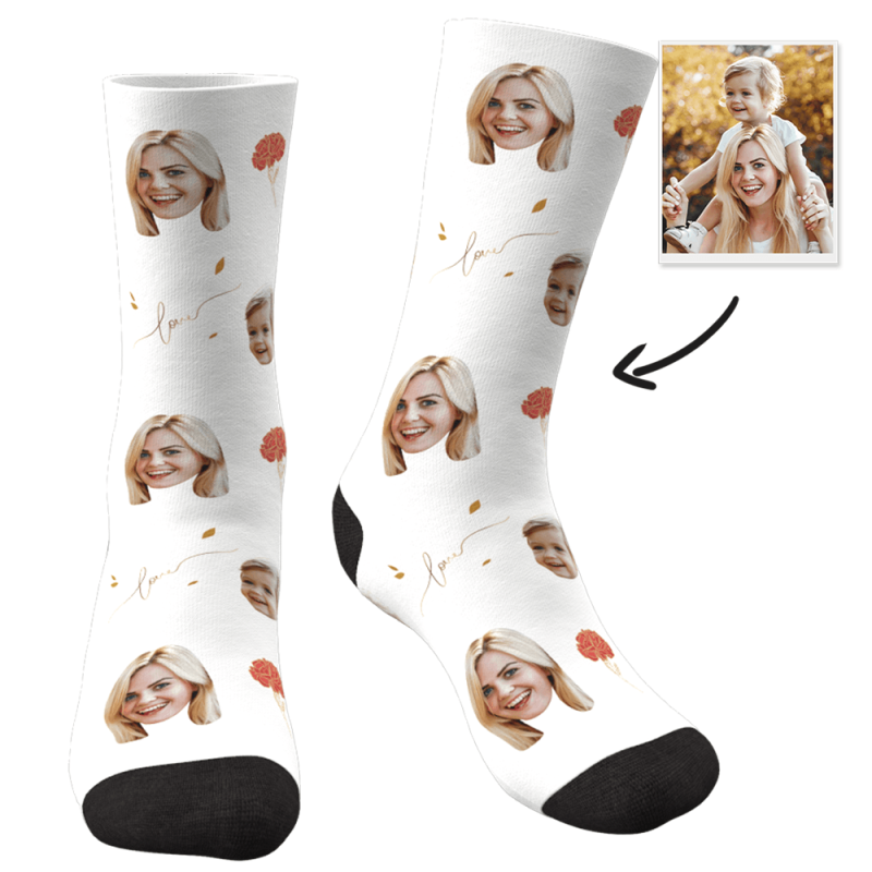 New Mom Gift Custom Face Socks Family Christmas Gift