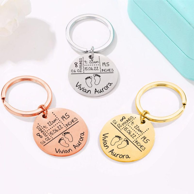 Baby Arrival Keychain Personalized New Baby Keychain Baby Stats Gifts New Mom Gift