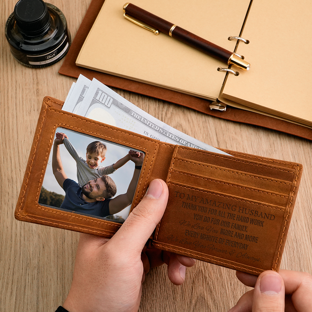 Personalized Men's Wallet, Genuine leather wallet, Gift for boyfriend, Gift for him, Valentine's Day gift, gift for my man, gift for husband - Image 2